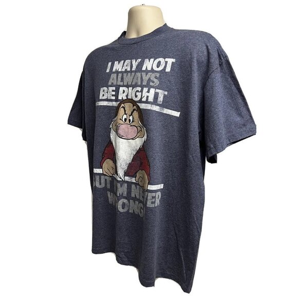 Disney Grumpy Dwarf Blue Gray Graphic T-Shirt XL 50/50 Stretch Relaxed Cotton - Picture 4 of 6